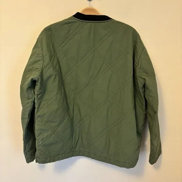 Free People Jacket Quilted Aviator Zip Up Size XS Oversized Cropped Loose Stitch - Picture 4 of 8
